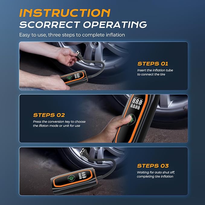 Tire Inflator Portable Air Compressor, 220PSI Air Pump - Image 8