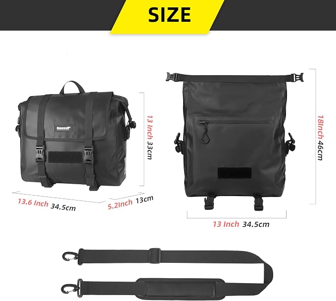 Rhinowalk Motorcycle Saddlebag 15L Waterproof Luggage Bag Quick Release - Image 2