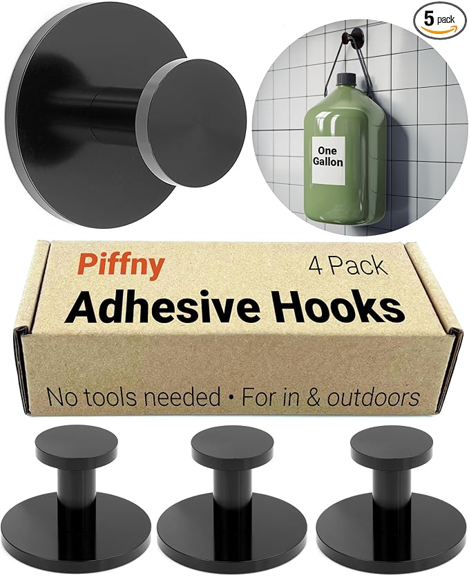 Round Adhesive Hooks for Hanging Towels, and Robes in The Bathroom, and on Doors by Piffny