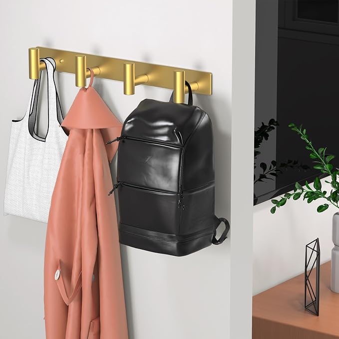 Wall Mounted Coat Rack-4 Hooks, Heavy Duty Stainless Steel Hook Rail - Image 6