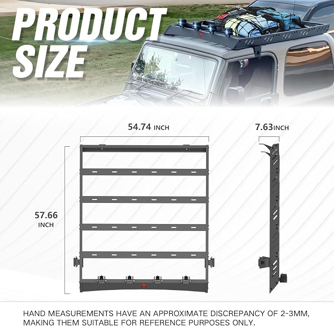Roof Rack Cargo Basket with 4PCS LED Light Bar Compatible - Image 3