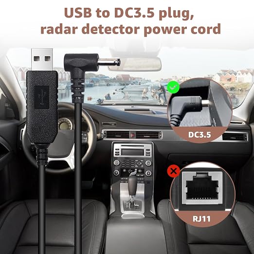 USB to DC3.5 Radar Detector Power Cable, USB C 5V-12V Power Cord Compatible - Image 9