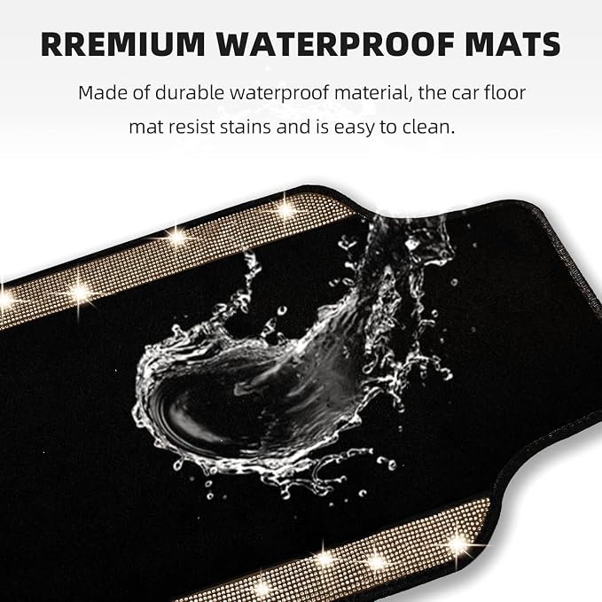 NBTEPEM Gold Bling Car Floor Mats Full Set, Universal Fit Most Cars - Image 3