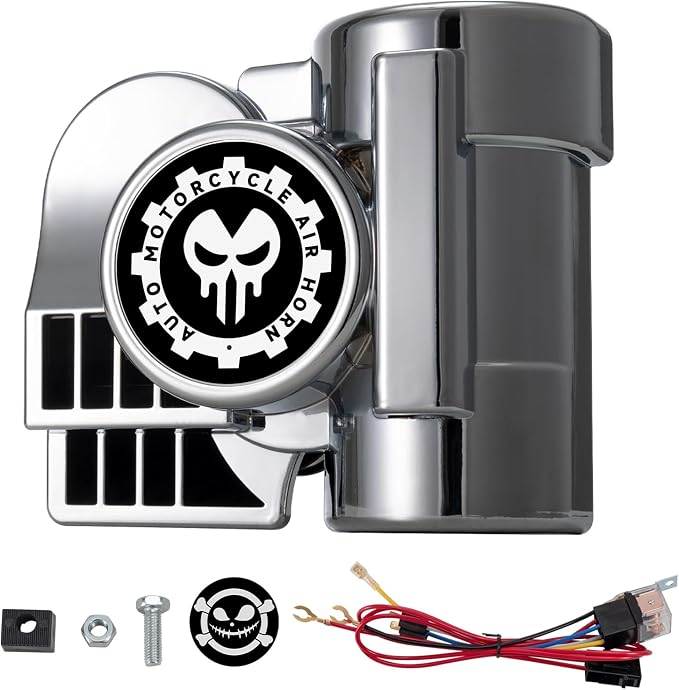 12V Snail Air Horn Train Horn for Motorcycle, Super Loud Air Horn Kit by AOLIHAN