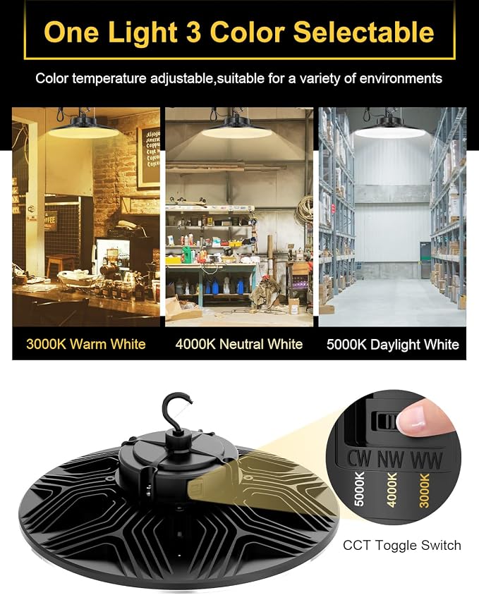 UFO LED High Bay Light, 150W/100W/80W Adjustable, 3000K/4000K/5000K, UL & DLC - Image 3