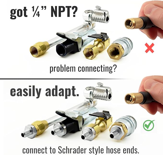Self-Sealing Tire Inflator Adapter – 1/4” NPT Male to Schrader Valve, Leak-Free - Image 5