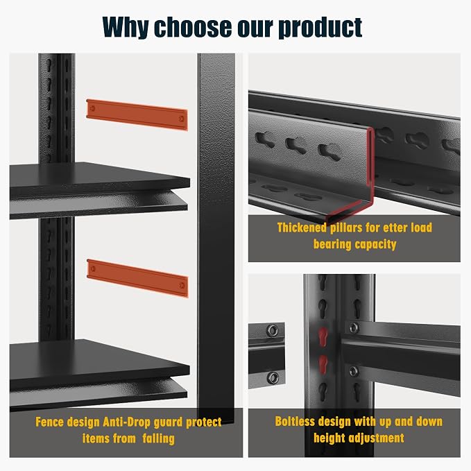 78"H Garage Shelving Heavy Duty Shelving Units, 3500LBS Large Capacity - Image 6