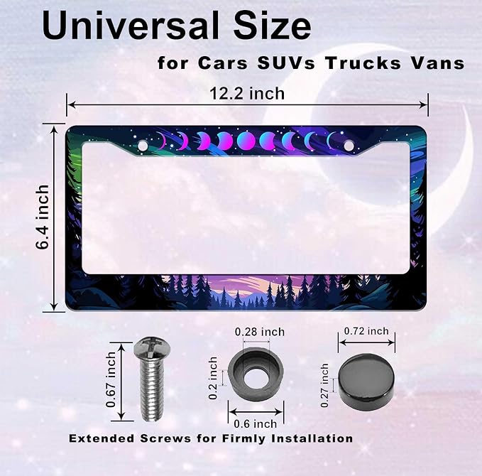 1Pcs Moon and Forest License Plate Frame - Image 4