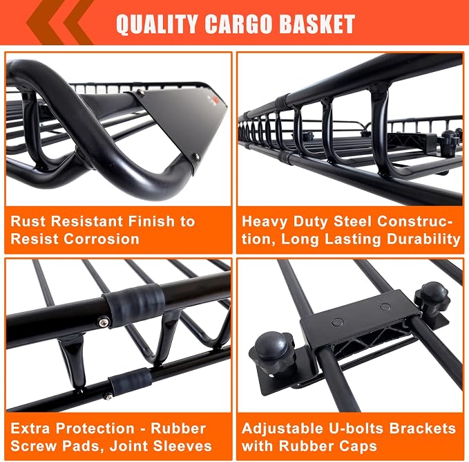 MeeFar Roof Rack Carrier Basket Universal Rooftop 51" X 36" X 5" + Waterproof - Image 5