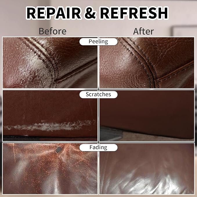 Leather Recoloring Balm, 8.5oz Leather Color Restorer, Medium Brown Leather - Image 3