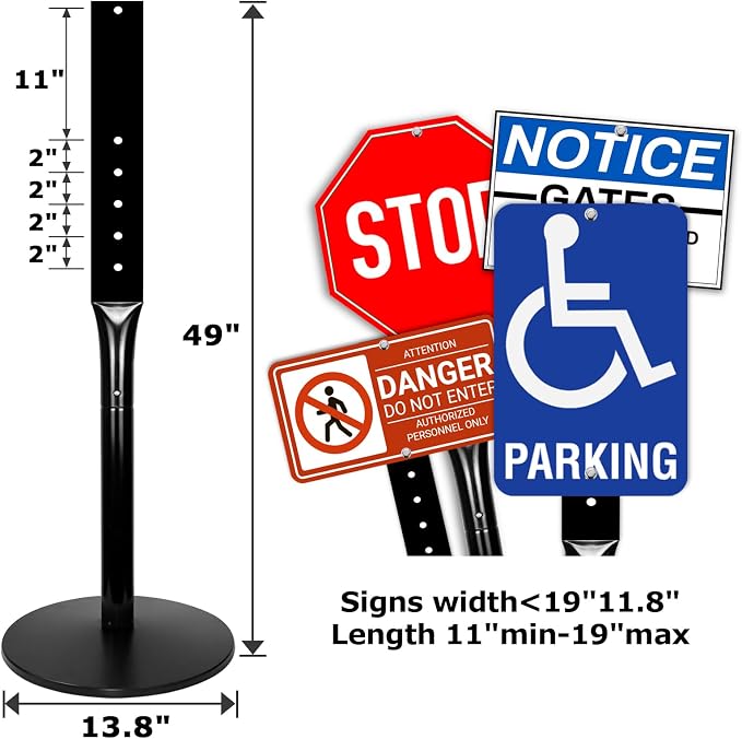 Parking Sign Post 49" Heavy Duty Cast Iron Parking Signs Stand, Movable Sign - Image 3