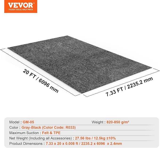 VEVOR Garage Floor Mat, 7.5'x20' Waterproof Protection from Water, Mud and Oil - Image 7