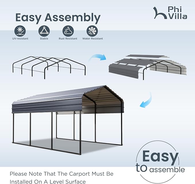 PHI VILLA 10 x 15 ft Heavy Duty Carport - Image 5