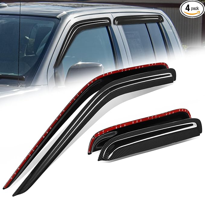 Auto Dynasty 4Pcs Carbon Fiber Pattern Window Visors Compatible by AutoDynasty