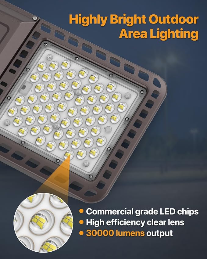 Parking Lot Light 200W 30, 000LM Slip Fitter 200 Watt Led Street Pole Light - Image 2