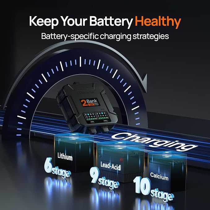 ECO-Worthy 2-Bank Marine Battery Charger 10A, IP68 Waterproof 12V Charger & - Image 6
