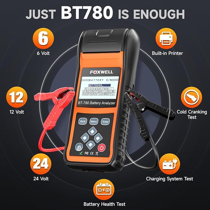 FOXWELL BT780 Car Battery Tester, 12V 24V Battery Load Tester - Image 2