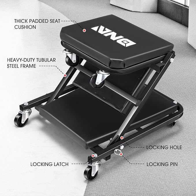 DNA MOTORING 36 Inches Folding 2 in 1 Rolling Z Creeper, Adjustable Roller - Image 2