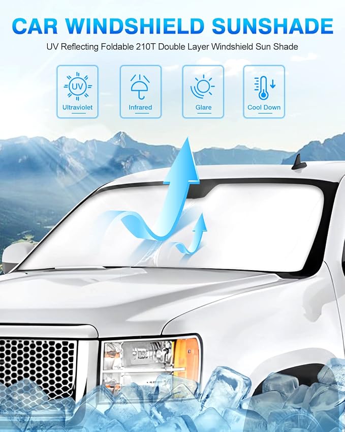 KUST Windshield Sun Shade for Chevrolet Silverado/GMC Sierra 2007-2013 Window - Image 2