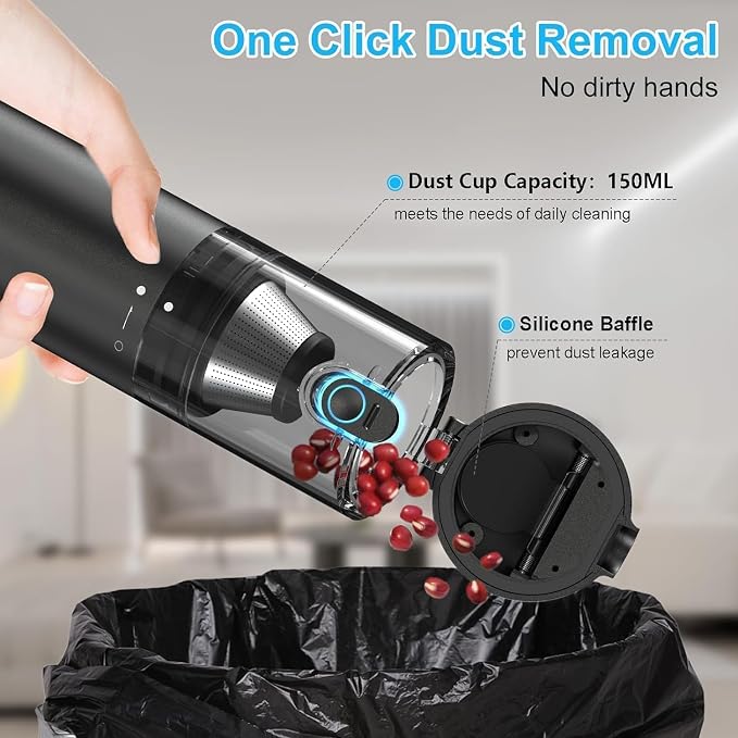 Handheld Vacuum Cordless, 16000pa Car Vacuum Cleaner High Power, 2 Speed Modes - Image 5