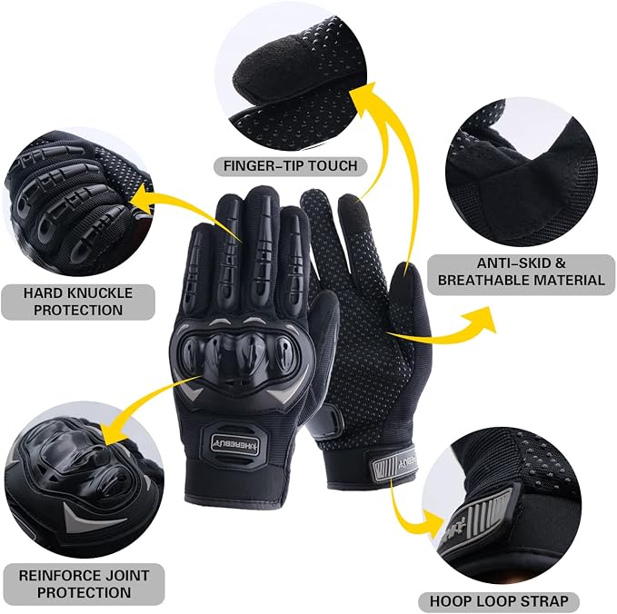 Motorcycle Gloves Touch Screen Full Finger Riding Gloves Knuckle Protection - Image 2