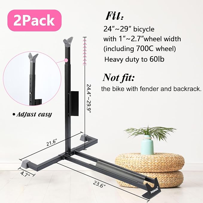 Bike Stand, Vertical Bike Rack For Indoor Bike Storage, Upright Bicycle Stand - Image 3