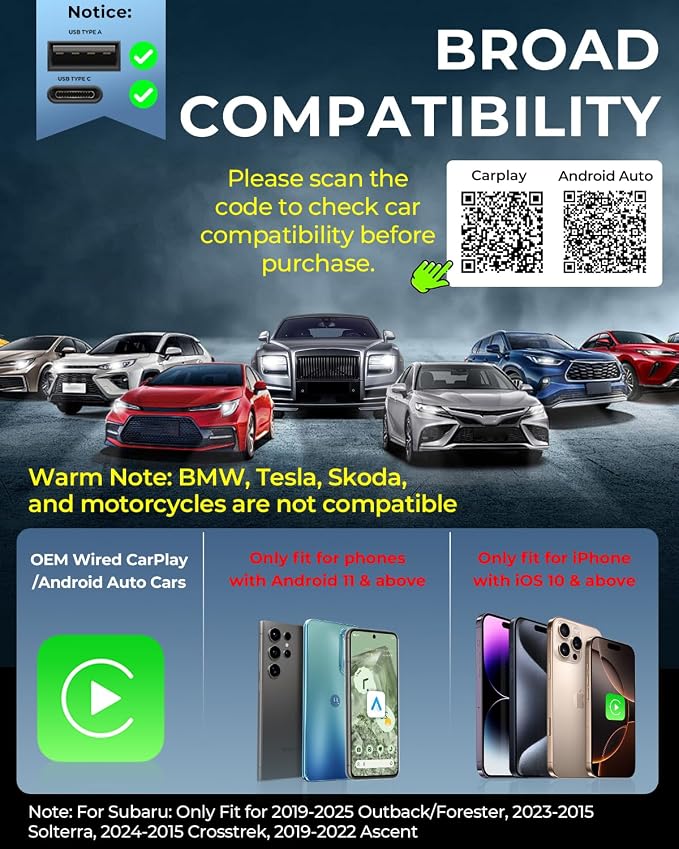 AuroraLink Wireless Carplay & Android Auto Wireless Adapter 2-in-1 Fast & - Image 6