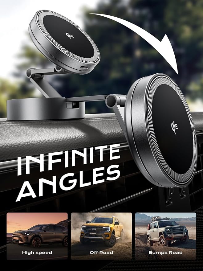 THREEKEY for MagSafe Car Mount Charger, Qi2 Wireless Car Charger, Retractable - Image 7