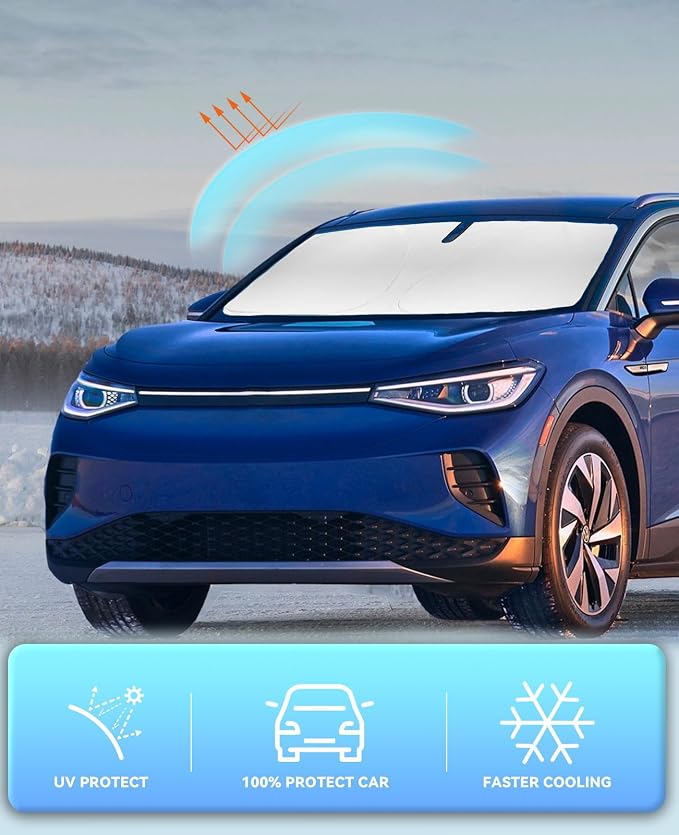 Sun Shade for VW ID.4 Windshield Sun Shade Custom Fit 2021-2023 2024 2025 VW - Image 5