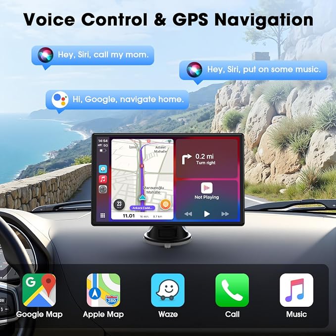 Carplay Screen for Car, Mirror Link, Voice Control, Hands-Free Calling - Image 3
