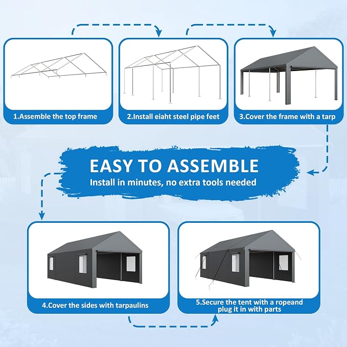Polar Aurora 13x25 FT Carport, Carport Canopy, Heavy Duty Car Port - Image 5