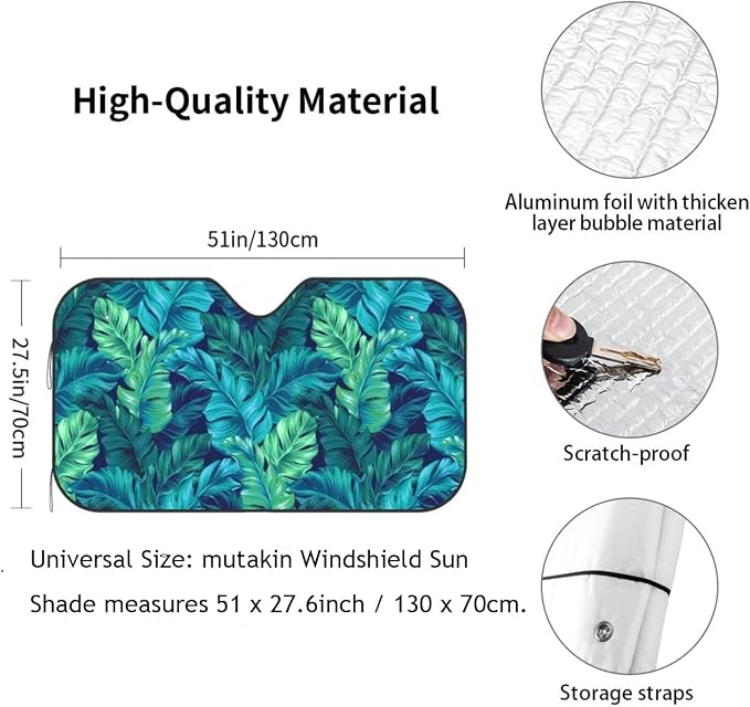 Tropical Leaves Car Windshield Sunshade Front Window Sun Visor Protector - Image 6
