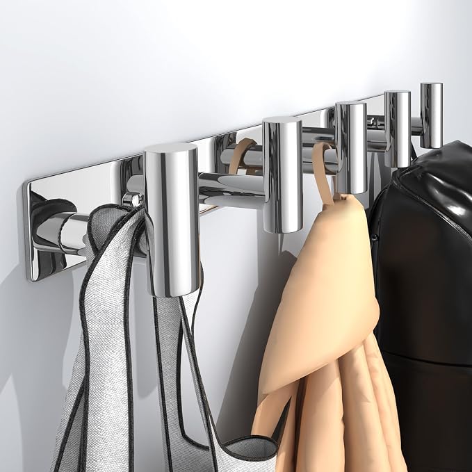 Wall Mounted Coat Rack-5 Hooks, Heavy Duty Stainless Steel Hook Rail by VINHOLD