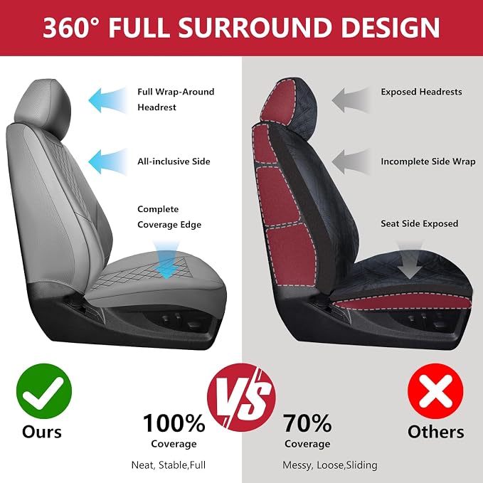 BABYBLU Chevy Chevrolet Silverado GMC Sierra Car Seat Covers Fit 2007-2023 2024 - Image 7