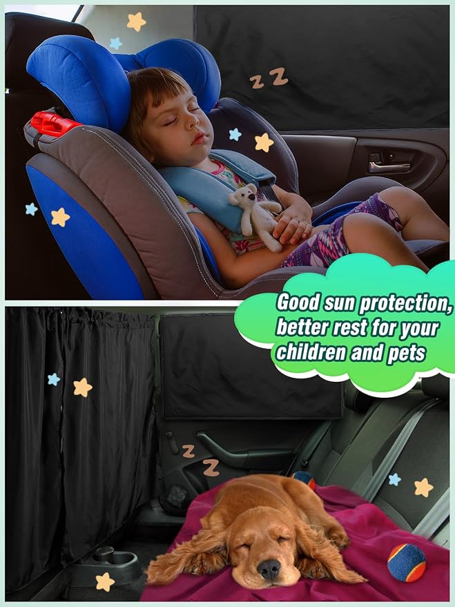 Set of 5 Car Privacy Curtains for Sedan- 4 Magnetic 31.5*18.9in Side Car Window - Image 6