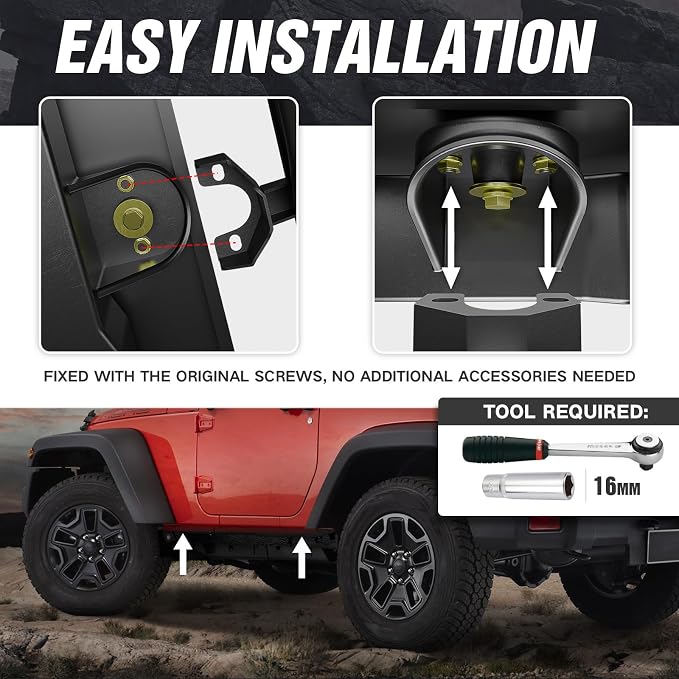 for Jeep JK Running Boards Drop Side Steps Compatible - Image 5