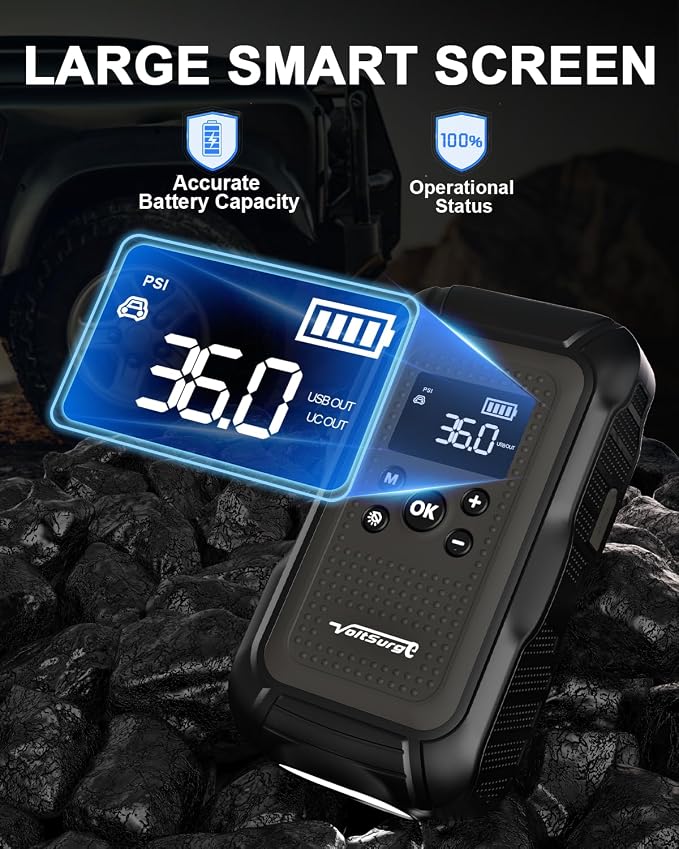 7000A Jump Starter with Air Compressor, VoltSurge 150PSI Battery Charger Pack - Image 3