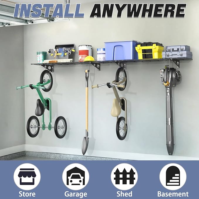 WALMANN 2 Pack Garage Wall Shelves, 1 x 4 ft/12 * 48 inch Wall Mounted Storage - Image 2