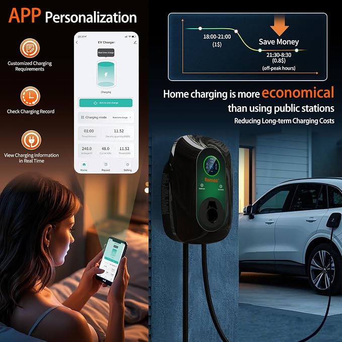 Level 2 EV Charger, 48 Amp 240V Hardwired Fast Charging, Smart WiFi Control - Image 4