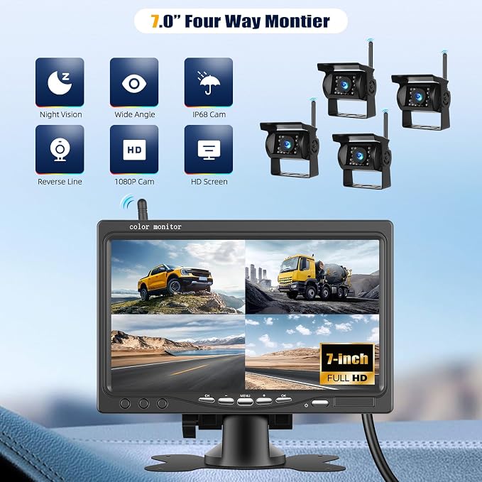 1080P Wireless RV Backup Camera System, 7 Inch Reverse Camera Monitor - Image 5