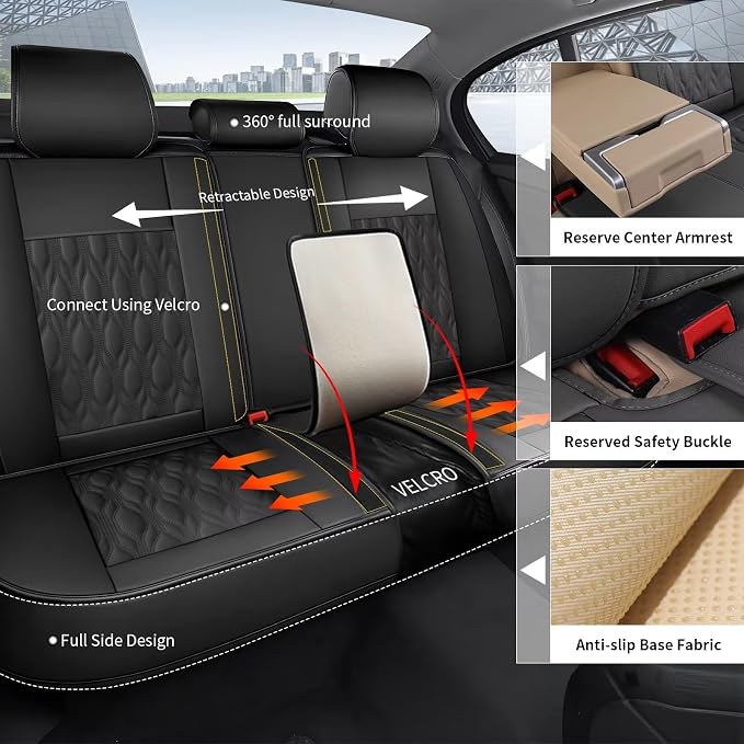 Seat Covers Fit for Toyota Camry 2012-2024 2025 Full Set, Faux Leather Car Seat - Image 3
