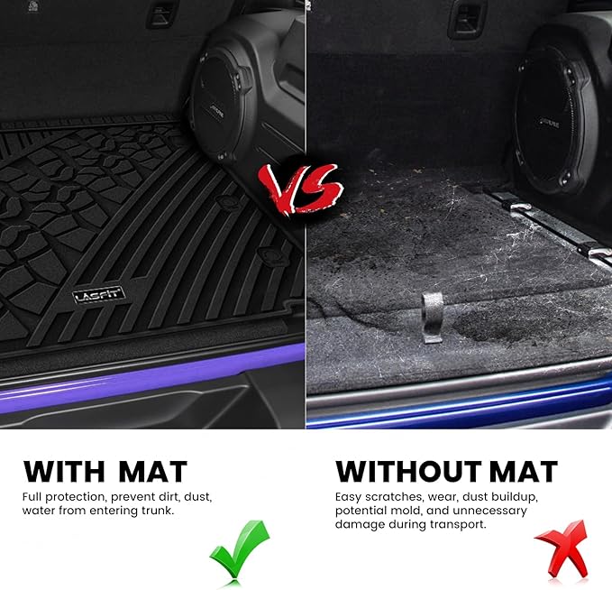 LASFIT Trunk Mat for Jeep Wrangler JL 2018-2025 4 Door Gas Type - Image 6