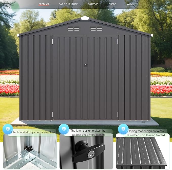 AECOJOY Shed 8' x 6' Metal Storage Shed - Image 3
