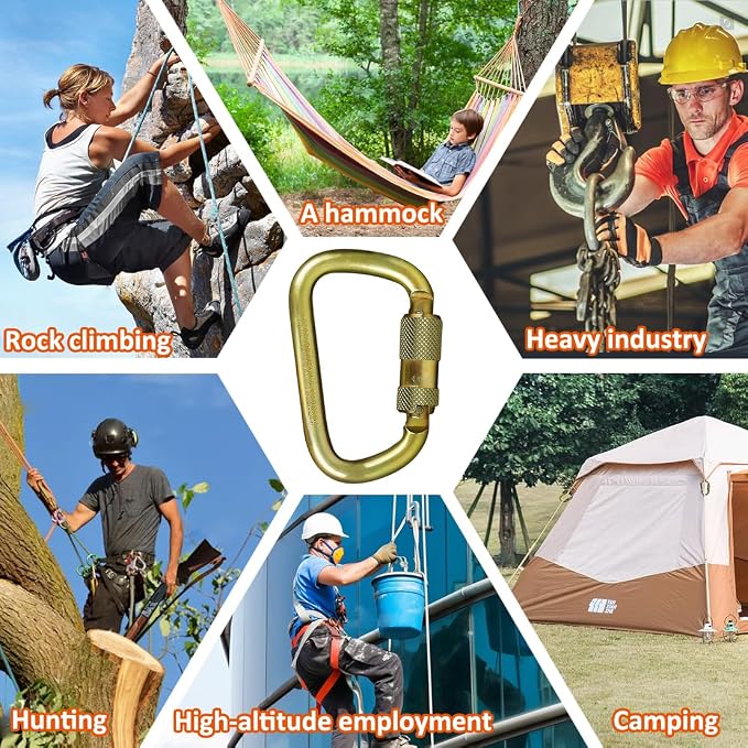 DEKABR Heavy Duty Alloy Steel Auto-Locking Climbing Carabiner - Image 6