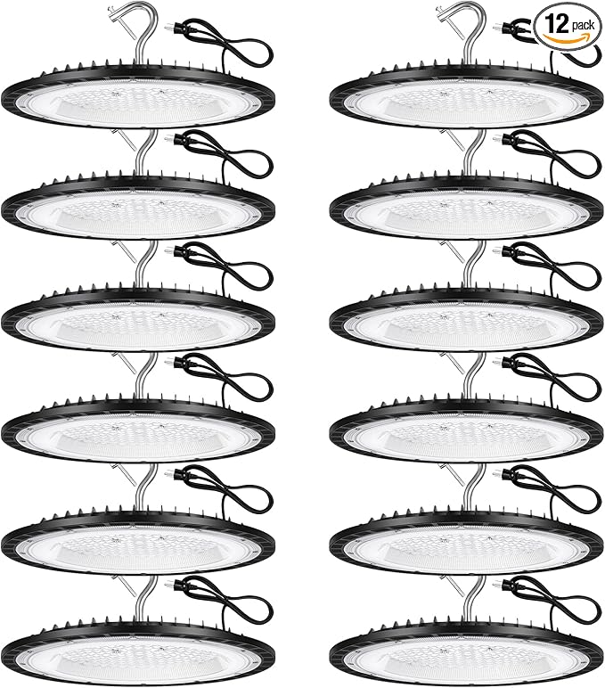 12 Pack 240W UFO LED High Bay Lights, 120VAC IP66 Waterproof, 40000LM 5000K by YANYCN