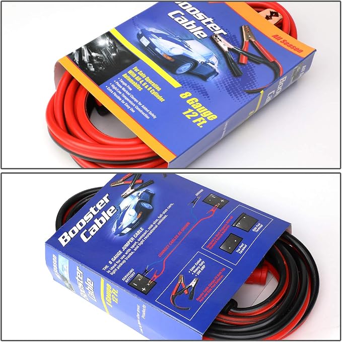 Auto Dynasty Heavy Duty 12Ft 8Gauge Booster Cable Power Jumper 250AMP Emergency - Image 5