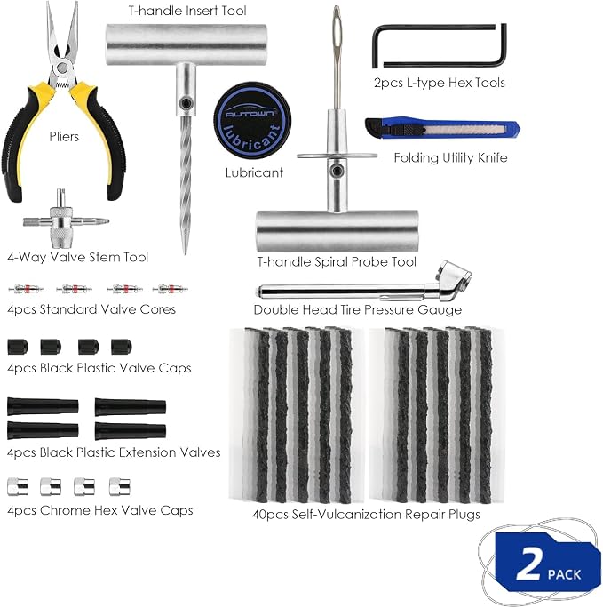Flat Tire Repair Kit with Plug 68 Pcs - Image 2