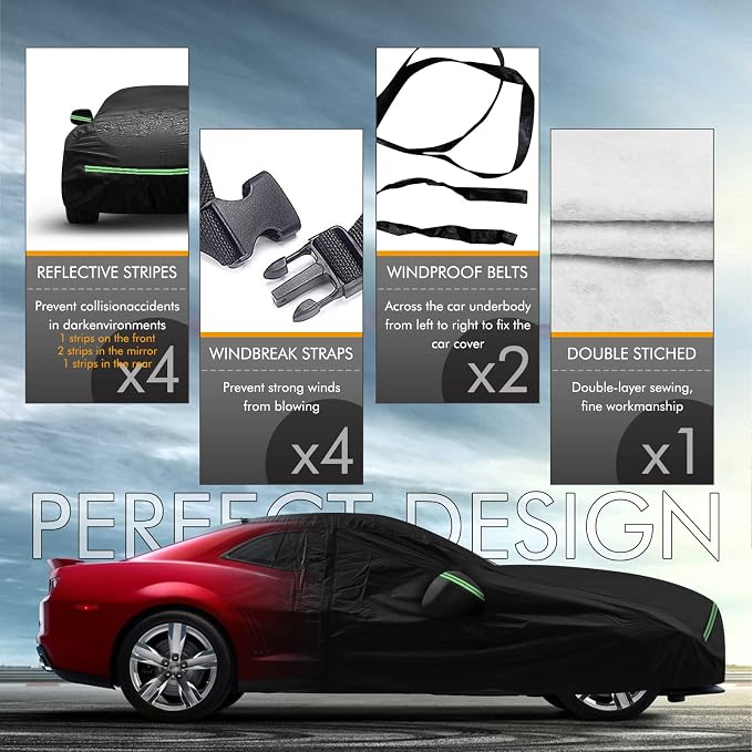 for Chevy Camaro 2010-2022 Car Cover 210D Outdoor Waterproof UV Protection - Image 4