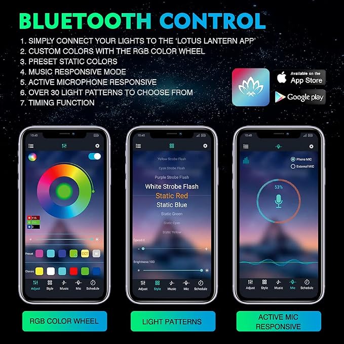 Xprite RGB Bluetooth Rock Lights Kit, w/RF Remote Controller - Image 5