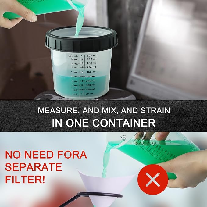 Disposable Paint Mixing Cup 20 Ounce Kit, HVLP Paint Sprayer Gun Mixing Cups - Image 8